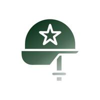 casco icona solido pendenza verde bianca colore militare simbolo Perfetto. vettore