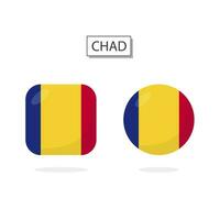 bandiera di chad 2 forme icona 3d cartone animato stile. vettore