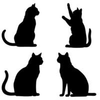 un' impostato di silhouette gatto nel vario recitazione isolato su bianca sfondo. vettore