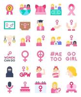 set di icone piatte relative al femminismo, illustrazione vettoriale