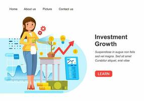 isometrico illustrazione di donne in crescita un lungo termine investimento illustrato con in crescita pianta con moneta come frutta vettore