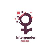 cartello per intergender, pixel Genere Immagine logo icona isolato su bianca sfondo vettore