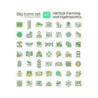 modificabile 49 grande icone impostato che rappresentano verticale agricoltura e coltura idroponica, schema vettore. vettore