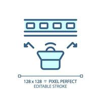 2d pixel Perfetto modificabile resiliente suono canale blu icona, isolato vettore, insonorizzazione magro linea illustrazione. vettore