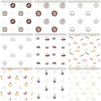 collezione di pattern colorati fantasia dolce dessert senza soluzione di continuità vettore