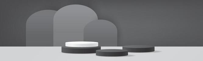 modello di podio astratto nero bianco 3d prodotto di lusso da palcoscenico minimo vettore