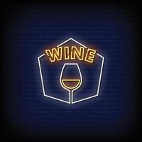 vettore del testo di stile delle insegne al neon del vino