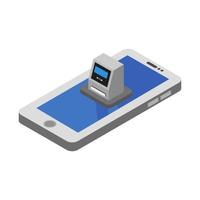 mobile banking isometrico su sfondo bianco vettore