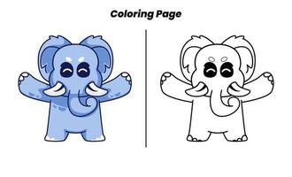 simpatico elefante con pagine da colorare vettore