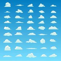 soffici nuvole bianche sul cielo azzurro primaverile in stile cartone animato vettore