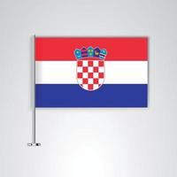 bandiera della croazia con asta di metallo vettore