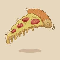 cartone animato fetta di pizza vettore