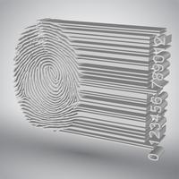 Impronta digitale diventando illustrazione vettoriale codice a barre