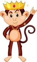 scimmia che indossa il personaggio dei cartoni animati della corona vettore