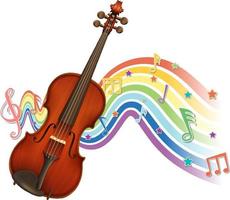 violino con simboli di melodia sull'onda arcobaleno vettore