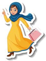 donna musulmana che tiene borsa su sfondo bianco vettore