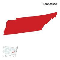 carta geografica di Tennessee. Tennessee carta geografica. Stati Uniti d'America carta geografica vettore