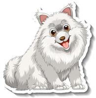 disegno adesivo con cane pomeranian bianco isolato vettore