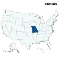 carta geografica di Missouri. Missouri carta geografica. Stati Uniti d'America carta geografica vettore