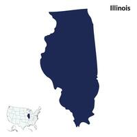 carta geografica di Illinois. Illinois carta geografica. Stati Uniti d'America carta geografica vettore