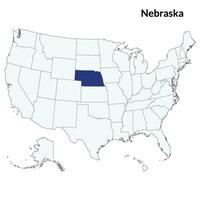 carta geografica di Nebraska. Nebraska carta geografica. Stati Uniti d'America carta geografica vettore
