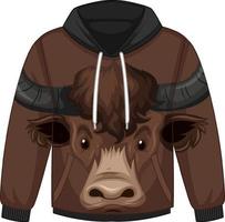 parte anteriore del maglione con cappuccio con motivo a faccia di toro vettore