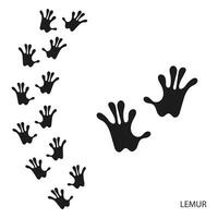 zampa stampe, animale brani, lemure impronte modello. icona e traccia di impronte. nero silhouette. vettore