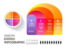 tam sam som ev Infografica modello 4 opzioni marketing analisi attività commerciale luogo per investimento e opportunità vettore