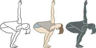 donna fare yoga posa silhouette impostare. vettore