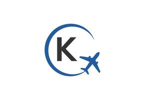 lettera K aria viaggio logo design modello vettore