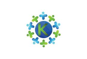 astratto iniziale lettera K collegamento persone logo. vettore