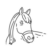icona del cavallo di allevamento. set di icone disegnate a mano, contorno nero, vettore