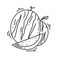 agricoltura icona di anguria. set di icone disegnate a mano, contorno nero, vettore