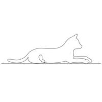 continuo uno linea gatto schema vettore arte mano disegno