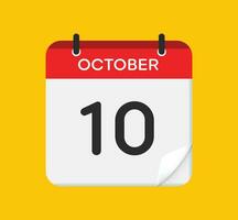 vettore calendario icona. 10 ottobre. giorno, mese. piatto stile.