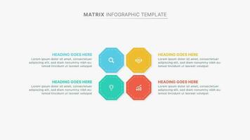 matrice Infografica design modello con 4 opzioni vettore