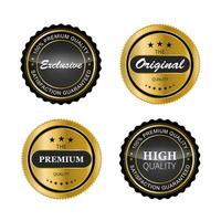 lusso oro badge e etichette premio qualità Prodotto. vettore illustrazione