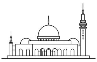 moschea schema linea icona, islamico icona linea arte illustrazione. vettore