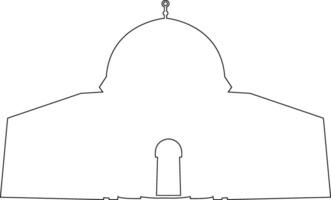 Palestina al aqsa moschea linea icona, composto nel il città di Gerusalemme o al quds nel Arabo simbolo silhouette lineare design. Masjid al-aqsa per logo, nero schema icona, saluto carta bandiera vettore