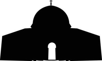 Palestina al aqsa moschea, composto nel il città di Gerusalemme o al quds nel Arabo simbolo silhouette design. Masjid al-aqsa per logo, piatto nero icona, saluto carta bandiera vettore. vettore