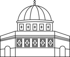 Palestina al aqsa moschea linea icona, composto nel il città di Gerusalemme o al quds nel Arabo simbolo silhouette lineare design. Masjid al-aqsa per logo, nero schema icona, saluto carta bandiera vettore