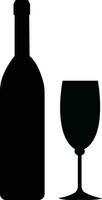 alcool bottiglia e bicchiere piatto icone. nero pieno vettore silhouette con vino, Cognac, Champagne, birra. alcool collezione elementi monocromatico .