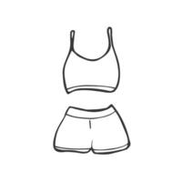 Da donna fitness vestito. reggiseno superiore, corti. per gli sport attività. vettore illustrazione disegnato a mano. scarabocchio stile.