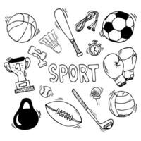 mano disegnato vettore illustrazione impostato di fitness e sport cartello e simbolo scarabocchi elementi.