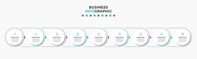 modello di business di progettazione infografica con icone e 9 opzioni o passaggi vettore