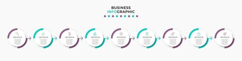 modello di business di progettazione infografica con icone e 9 opzioni o passaggi vettore