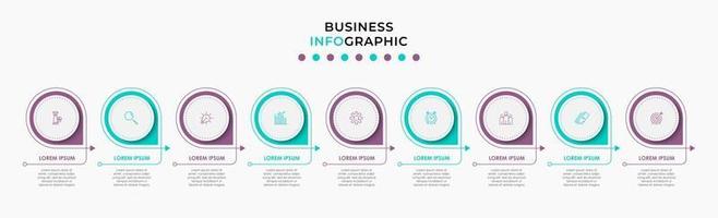 modello di business di progettazione infografica con icone e 9 opzioni o passaggi vettore