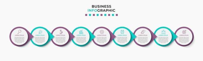 modello di business di progettazione infografica con icone e 9 opzioni o passaggi vettore