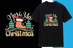 Natale tipografia creativo occhio attraente t camicia design di ai Generatore vettore
