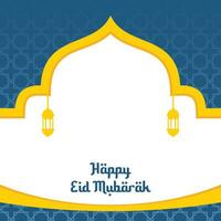 sociale media modello disegno, Ramadan e eid mubarak con blu e oro sfondo vettore illustrazione.